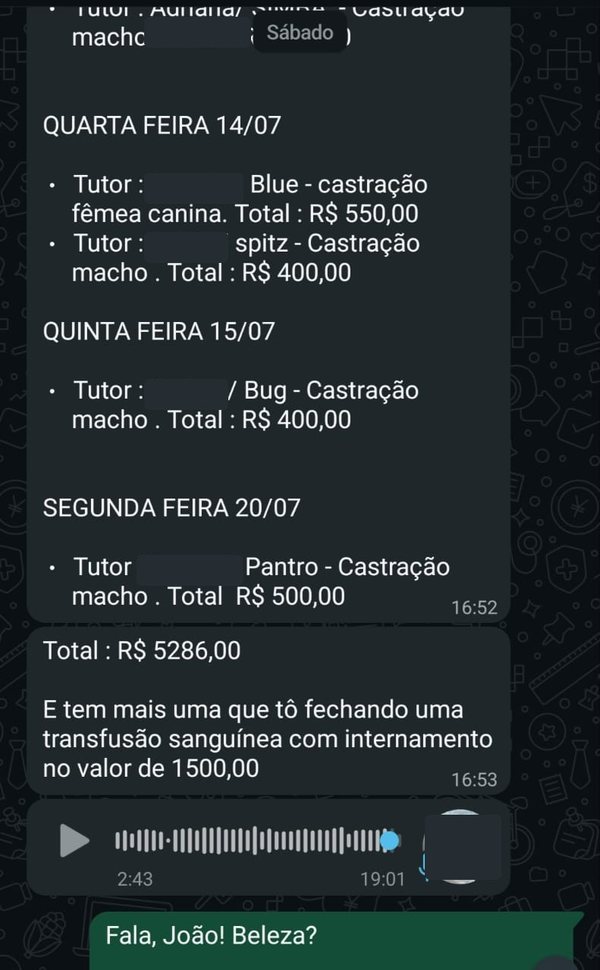 Total de R$ 5.286 em cirurgias, mais transfusão em negociação